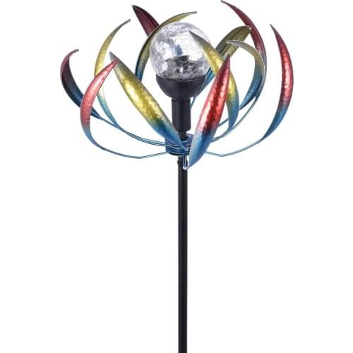 5Pcs/Set Outdoor Wind Spinner Metal Solar Windmill LED Multi-Color Light Windmill Stake Garden Decoration Yard Lawn Art Decor