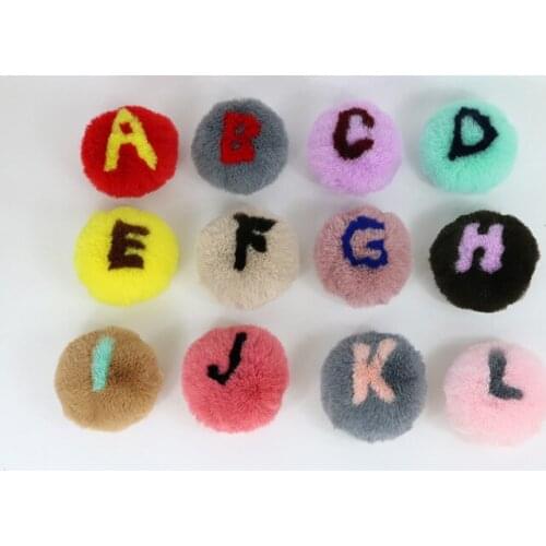 5pcs/lot 10cm big Letter Pompom Fur Balls For DIY Scrapbooking Soft Nylon Pom Poms Keychain Plush Balls