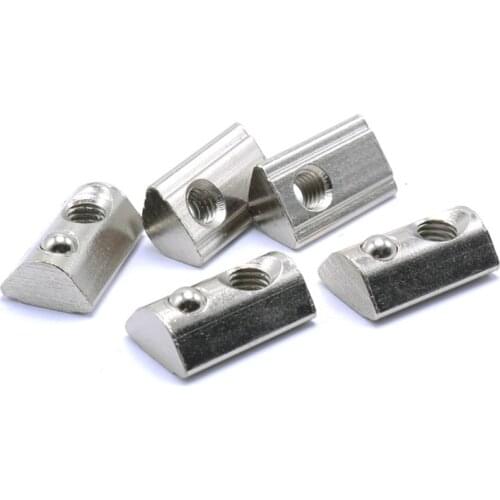 50PCS/LOT Half Round Elasticity Elastic Spring Nut M3 M4 M5 M6 M8 Steel Ball Nut For EU 20/30/40/45 Series Aluminum Profile DIY