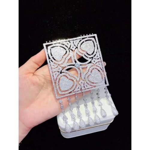 88X145mm Big High Quality Golden plated Paved CZ Necklace Pendant Connectors Cubic Zirconia DIY Jewellery Making