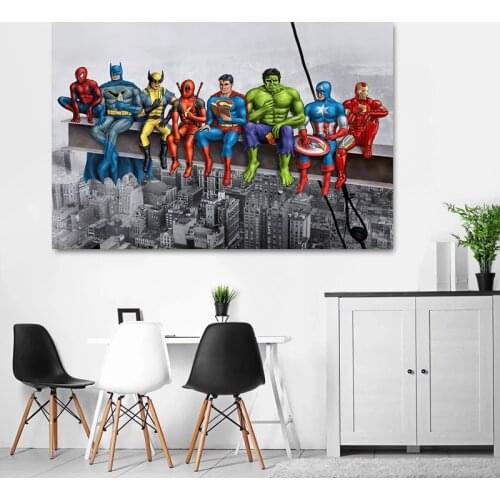 Anime Marvel Poster Hanging Pictures Canvas Painting Funny Superhero Movie Poster Bedroom Wall Decor Painting Children Mural