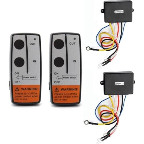 2 Set 12V Universal 50ft Car Wireless Winch Electric Remote Control With Manual Transmitter Twin Handset For Jeep SUV ATV Truck