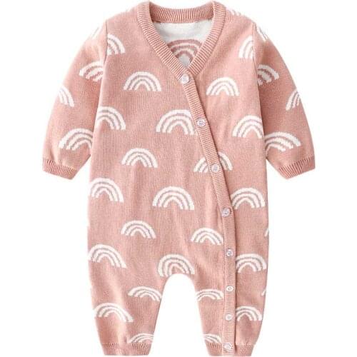 Baby Rompers Autumn Button Up Newborn Infant Sweaters Jumpsuits for Kids Boys Girls Long Sleeve Overall Playsuit Knitted Clothes