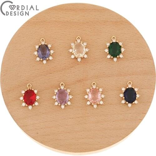 Cordial Design 50Pcs 13*17MM Jewelry Accessories/CZ Charms/Hand Made/Connectors/DIY Making/Crystal Pendant/Earring Findings