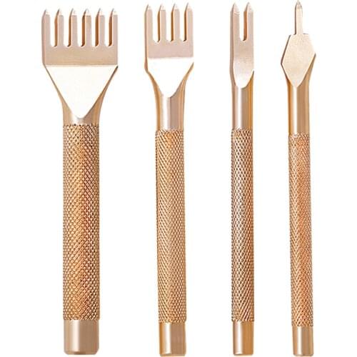 1Pcs 4mm 1/2/4/6 Prong Inch Chisel Leather Craft Tools Hole Punch Lacing Stitching Perforate Leather Hole Puncher