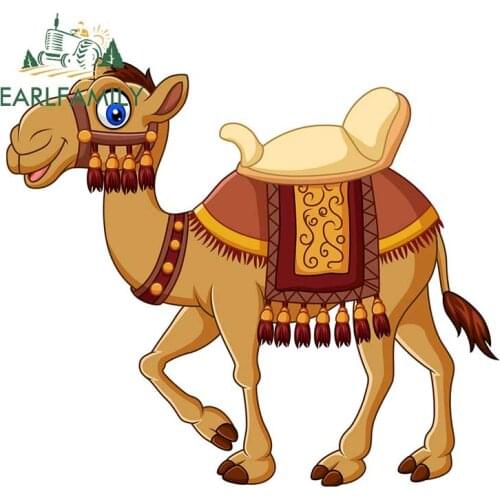 EARLFAMILY 13cm x 11.3cm For Cartoon Camel Window Fine Decal Car Door Protector Stickers Personality Vinyl Material Decoration