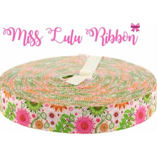 MD1501023-25-2538 10 Yards/Lot 5/8" 16mm Retro Flower Series Printed Elastic Ribbon Hair Accessories ribbon