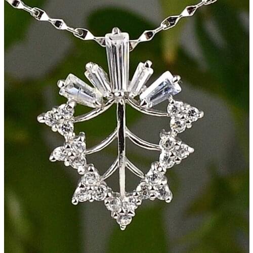 Guarantee Plain 925 Sterling Silver Jewelry, CZ, cubic pendant 27mm, 2.8g, PE34828