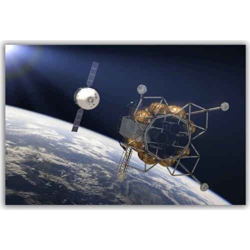 HT134 Spectacular Universe Earth And Moon Space Station Astronaut Silk Fabric Poster Art Decor Indoor Painting Gift