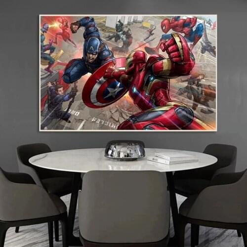 Canvas Painting Marvel Superhero Classic Movie Avengers Captain America: Civil War Poster Iron Man Living Room Home Decoration