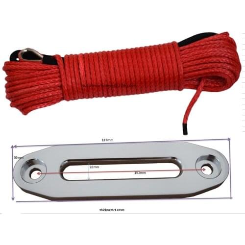 Red 6mm*30m Synthetic Rope add 4500lbs Aluminum Hawse Fairlead,Off Road Rope,Kevlar Winch Cable,Plasma Rope