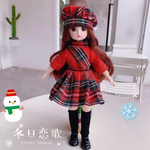 Beauty Girl BJD Doll 22 Moveable Joint Dolls 30cm Beauty Girl Long Hair 3D Eyes Bjd Toy Little Girl Dress Up Make Up Toys