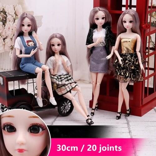 30cm Doll Set BJD 1/6 Princess Doll Dress Up Fashion Casual Clothes Skirt Suit Doll Girls Toy for Children