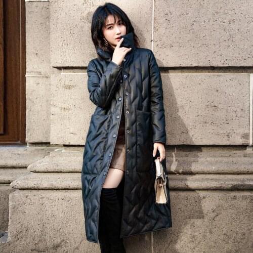 Genuine Leather Jacket Real Sheepskin Winter Women Duck Down Coat for Womens Clothing Jaqueta De Couro 12-8018- YY733