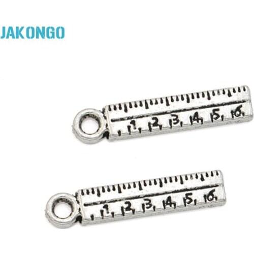 JAKONGO Antique Silver Plated Ruler Charm Pendant Fit Making Necklace Bracelet Jewelry Accessories DIY 24*5mm