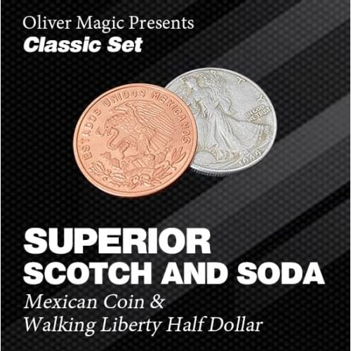 Superior Scotch and Soda Mexican Coin Magic Tricks Double Locking Coins Vanishing Magia Close Up Gimmick Illusion Prop Mentalism