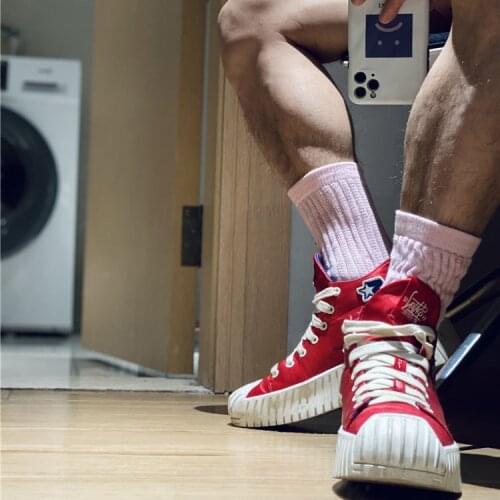 Fashion Pink Black White Unique Design Solid Sock Sexy Gay Top Vers Bottom Men Nylon Sports Tube Football Socks Comfortable