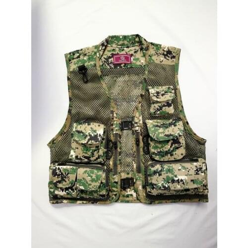 Men Women Camouflage Fishing Mesh Pocket Vest Summer Outdoor Hiking Hunting Hiking Vest Vandring Vest