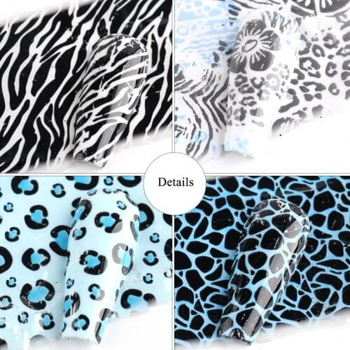 10pcs Sexy Leopard Nail Foil Set Wild Animal Skin Transfer Stickers Starry Sky Adhesive Manicure Decoration Accessory