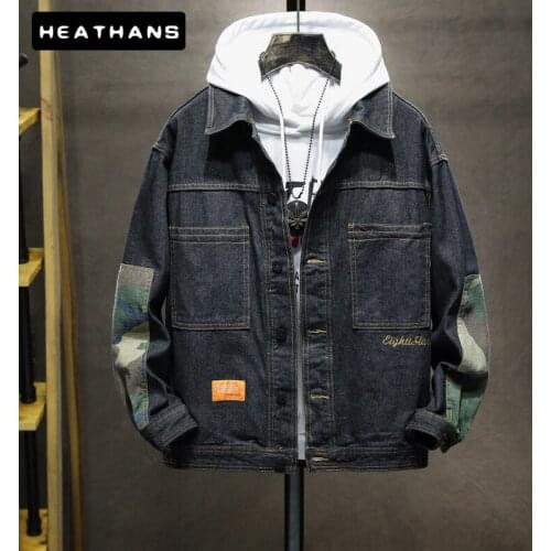 Autumn Winter Mens Denim Jacket Fashion Harajuku Patchwork Plus Size Mens Jacket Coat High Quality Jean Men Jacket Dropshipping