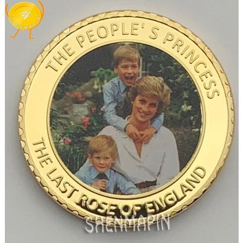 Princess Diana, Prince William and Prince Harry Commemorative Coin The People of Englands Princess Gold Coins Collectibles
