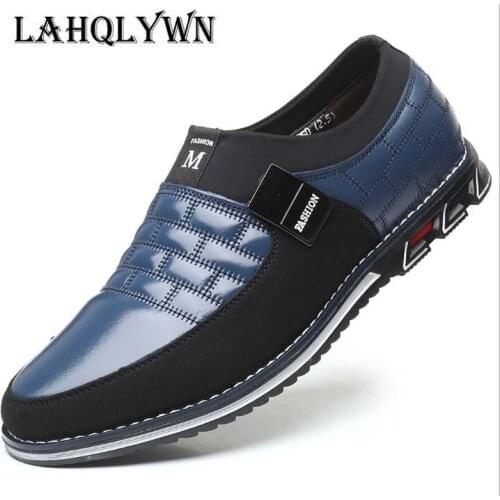 Plus Size 38-48 NEW Leather Men Casual Shoes Brand Mens Loafers Moccasins Breathable Slip On Lace Up Black Driving Shoes H444