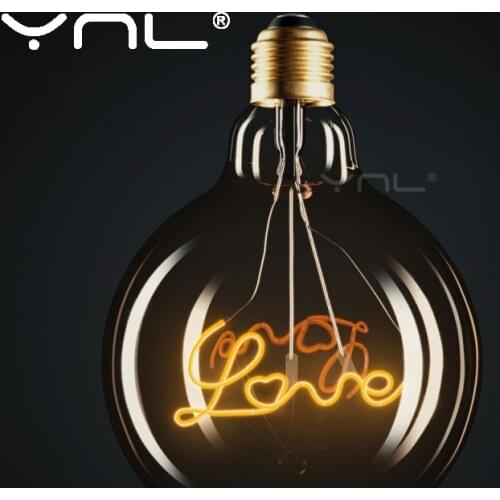 Retro incandescent edison bulb led filament LOVE G125 decoracion vintage glass light bulb industrial edison lava lamp bulb decor