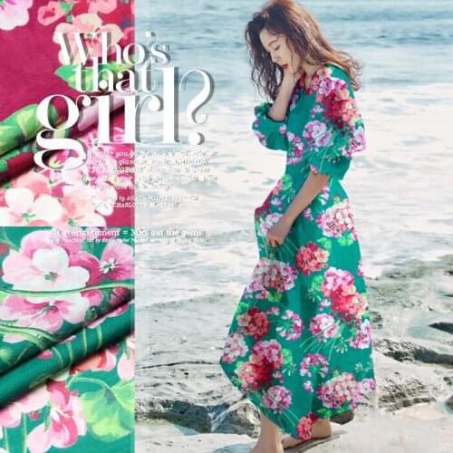 140cm wide 13.5mm flower print silk linen fabric for summer shirt dress a little transparent and hard fabric D392