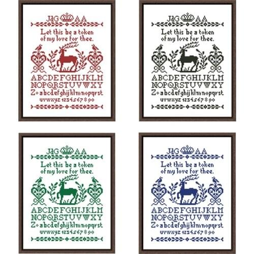 Symbol of love - deer cross stitch package single color cartoon 18ct 14ct 11ct white cloth kit embroider DIY handmade needlework