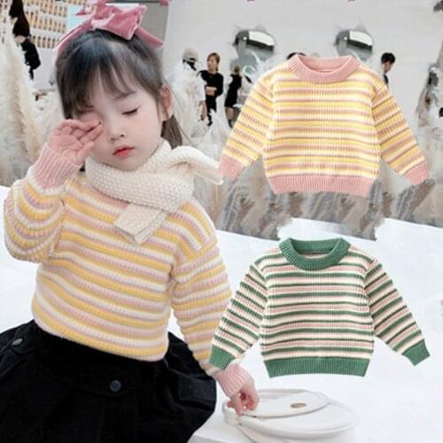 Girls Sweater Babys Coat Outwear 2021 Stylish Thicken Warm Winter Autumn Knitting Casual Pullover Top Cotton Childrens Clothin