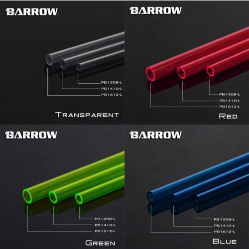 Barrow PETG Hard TubeTransparent/ Blue /Green/12x8/14x10/12x16mm water cooling tube High Quality PETG Light Transmission