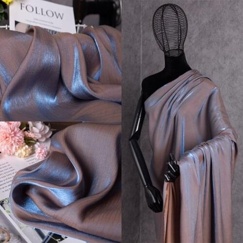 Thickened Glass Silk Gradient Fabric Folds Texture Lines Anti-wrinkle Draping Smooth Bright Silky Pants Skirt Clothing Fabric