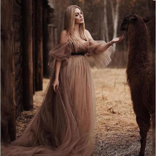 Verngo maternity off shoulder evening dress baby shower maxi dress tulle plus size gown empire waist wedding guest dress