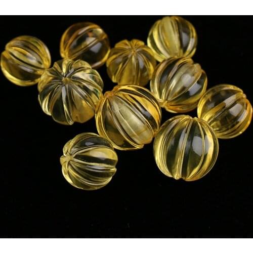 AMBER YELLOW carved pumpkin for DIY jewelry making loose beads FPPJ wholesale beads nature gemstone