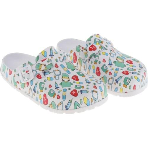 WOMENS PRINT NURSING SHOES WORK SHOES SOFT INSOLE BEACH CLOGS SLIPPERS 36 37