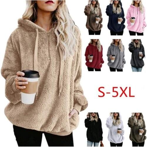 Sweatshirt Hoodies Women 2021 Hot Style Pure Color Long Sleeve Hooded womens Fleece Woollen Shirt Clothing YSY010