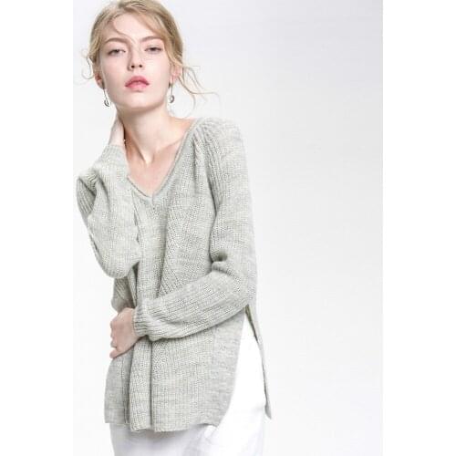 Jumper Real Full 2019 Autumn And Winter New Pattern V Lead Wool Knitting Unlined Upper Garment Vent Sleeve Head Sweater Woman