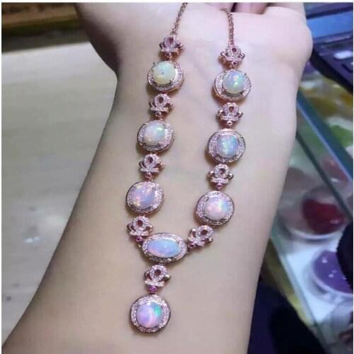 Natural Opal Pendant necklace Free shipping Natural real Opal 925 sterling silver