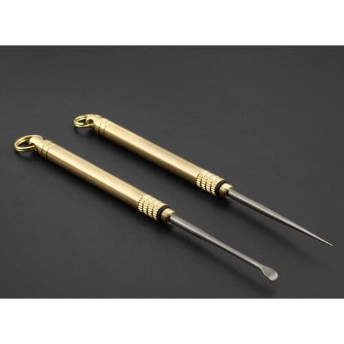 Brass+Titanium Alloy Ear Spoon All-in-one Toothpick Toothpick Portable EDC Outdoor Tools Toothpicks
