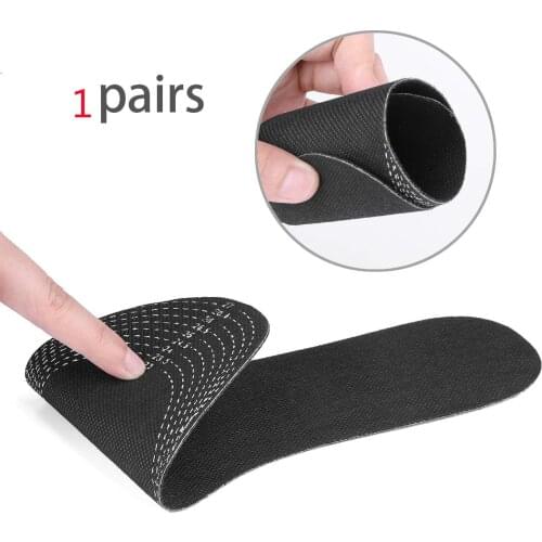 1 Pair Unisex Bamboo Charcoal Deodorant Cushion Shock Absorbing Durable Cushioning Insoles Shoe Pads Black cutable insole