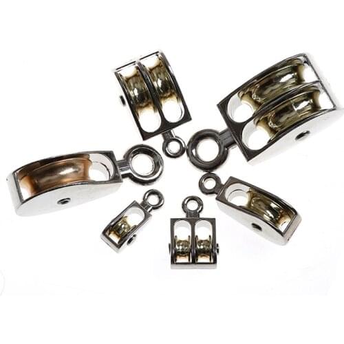 1PC DIY Metal Sheave Zinc Alloy Fixed Pulley Crown Block And Tackle Lifting Wheel Mini Single/Double Pulley 36/52/75mm