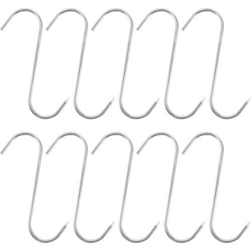1Pcs Long Pointed S Hooks Rack Butcher Meat Stainless Steel Hanger 12/15cm Kitchen Hooks
