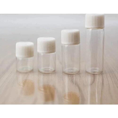 30pcs 1ml/2ml/3ml/5ml Mini Clear Glass Perfume Essential Oil Reagents Refillable Empty Sample Bottle Glass Vials With Cap