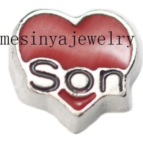 10pcs Heart Shape Red Son Custom Floating Charms For Glass Locket