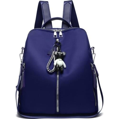 2021 new fashion new blue college backpack casual nylon cloth bag female female student bag large capacity travel backpack