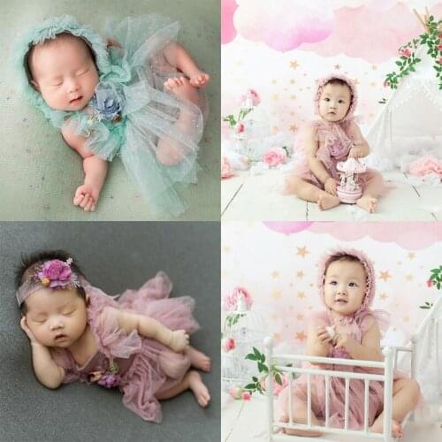 3Pcs/Set Baby Hat+Dress+Headwear Newborn Photography Photo Props Costume Outfits P31B