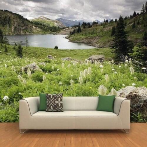 Beibehang Custom 3D wallpaper foot of the lake meadow dandelion mural living room room backdrop wallpaper 3D Photo wallpaper