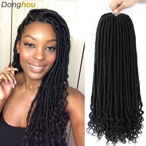 6Packs Goddess Locs Crochet Hair 20 Inch Ombre Goddess Faux Locs with Curly Ends Synthetic Crochet Hair Braids for Black Women