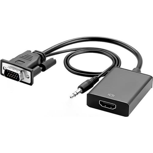 1080P VGA Male to HDMI-Compatible Female Adapter Converter 3.5mm Vedio Cable Audio Output for PC laptop to HDTV Projector ps4