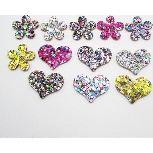 10pcs Shily Heart Flower Ball Padded Appliques For clothes DIY Baby Hair Clip Headwear Decor Ornament Accessories